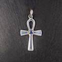 Silberanhänger Kreuz mit Saphir