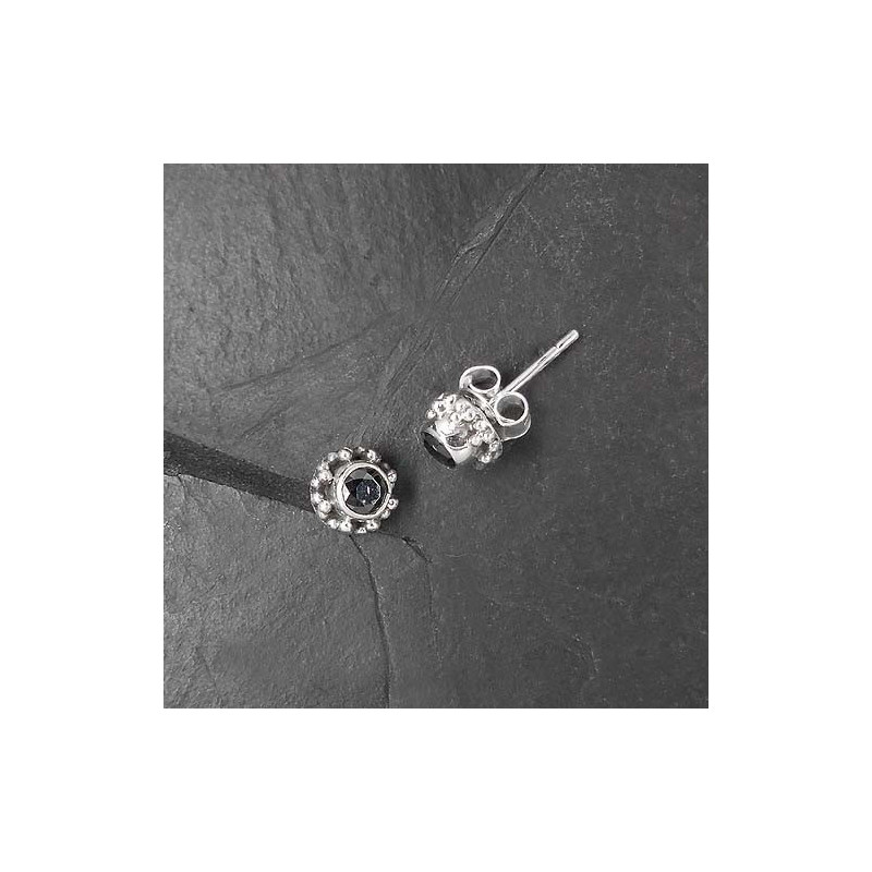 Onyx-Ohrstecker Rund