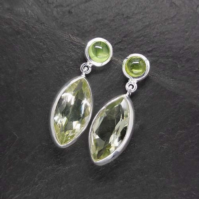 Prasiolith Ohrringe mit Peridot