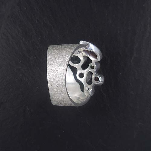 Amethyst Ring mit Citrin, Granat, Mondstein, Rauchquarz und Rhodolit