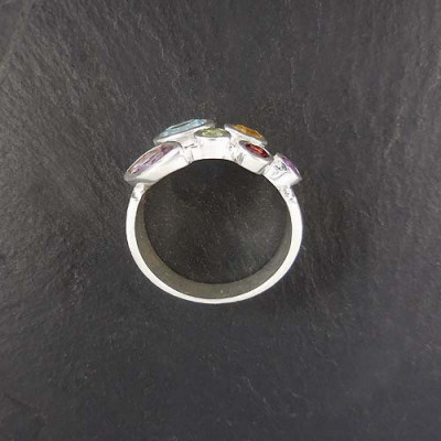 Amethyst Ring mit Citrin, Granat, Mondstein, Rauchquarz und Rhodolit
