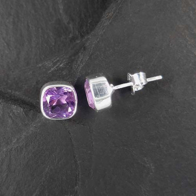 Amethyst Ohrstecker Quadrat