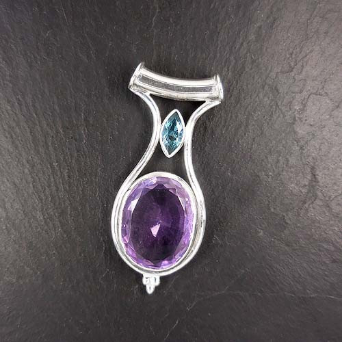 Amethyst Anhänger mit Blautopas