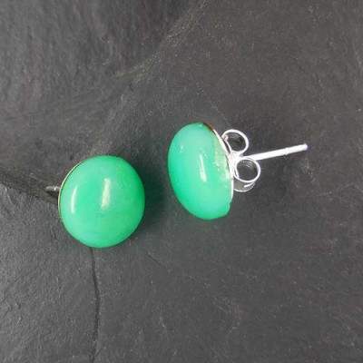 Chrysopras Ohrstecker Rund