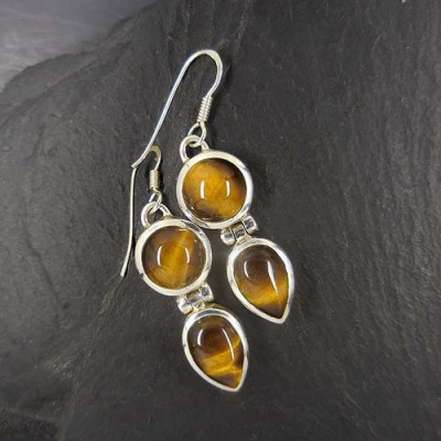 Tigerauge Ohrringe mit Granat
