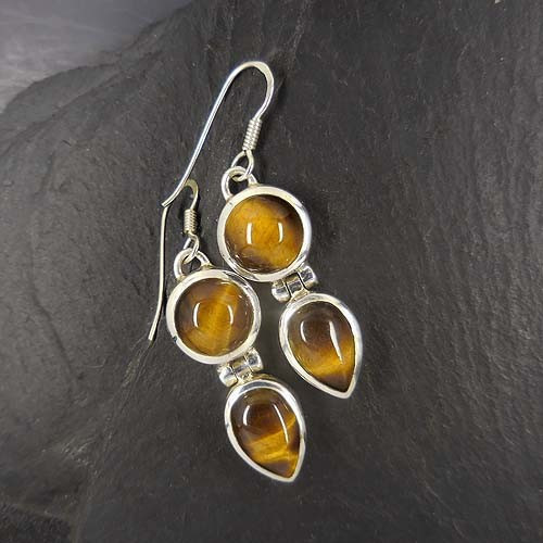 Tigerauge Ohrringe mit Granat