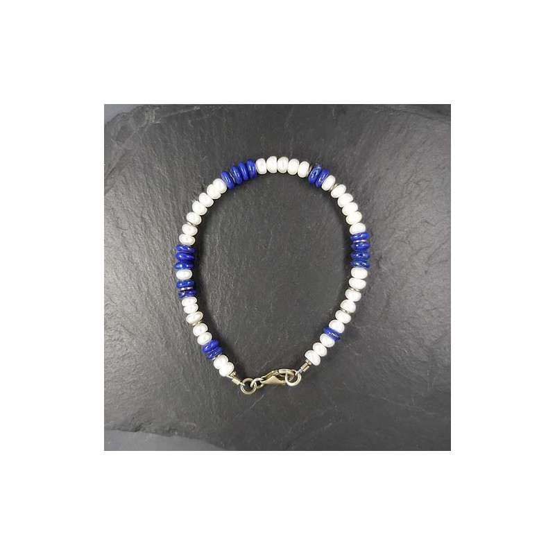 Lapis Lazuli Armband mit Süßwasserperlen