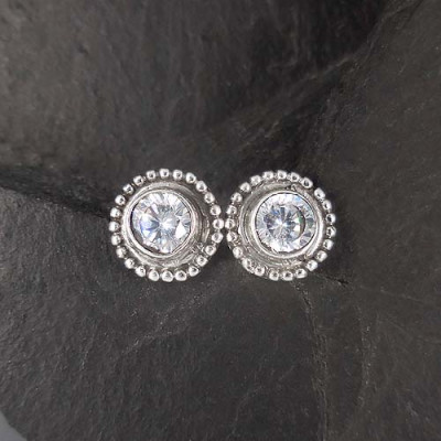 Zirkonia Ohrstecker oval