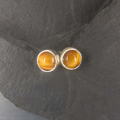 Tigerauge Ohrstecker Rund