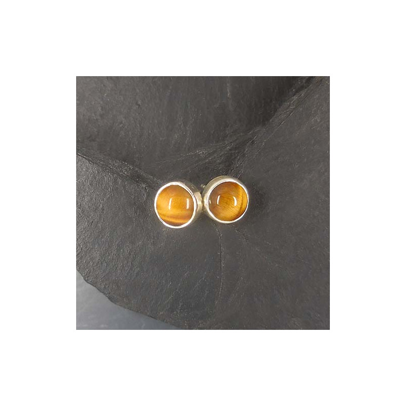 Tigerauge Ohrstecker Rund