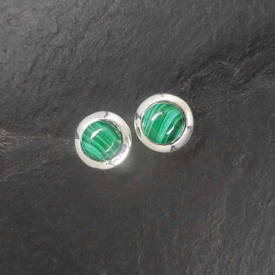 Malachit Ohrstecker Rund