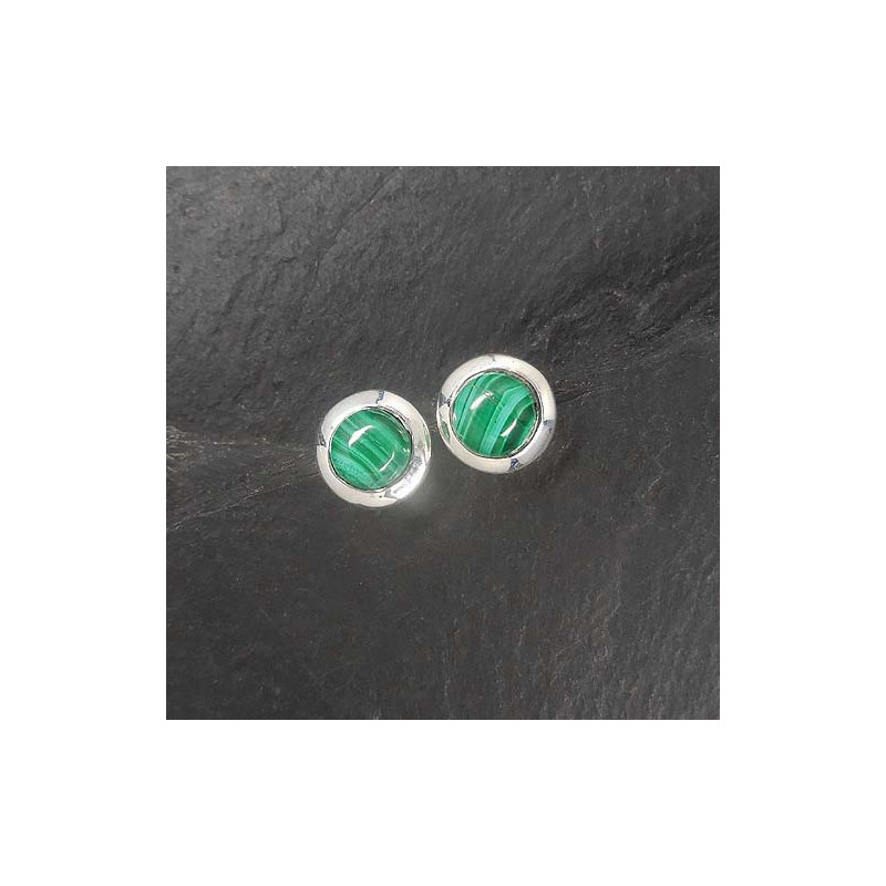 Malachit Ohrstecker Rund