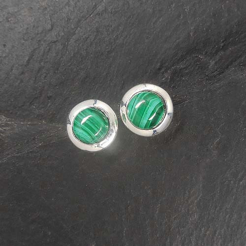 Malachit Ohrstecker Rund