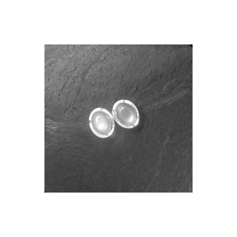 Graue Mondstein Ohrstecker Oval