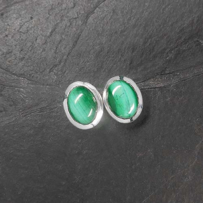 Malachit Ohrstecker Oval