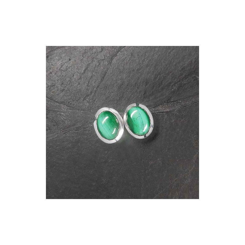 Malachit Ohrstecker Oval