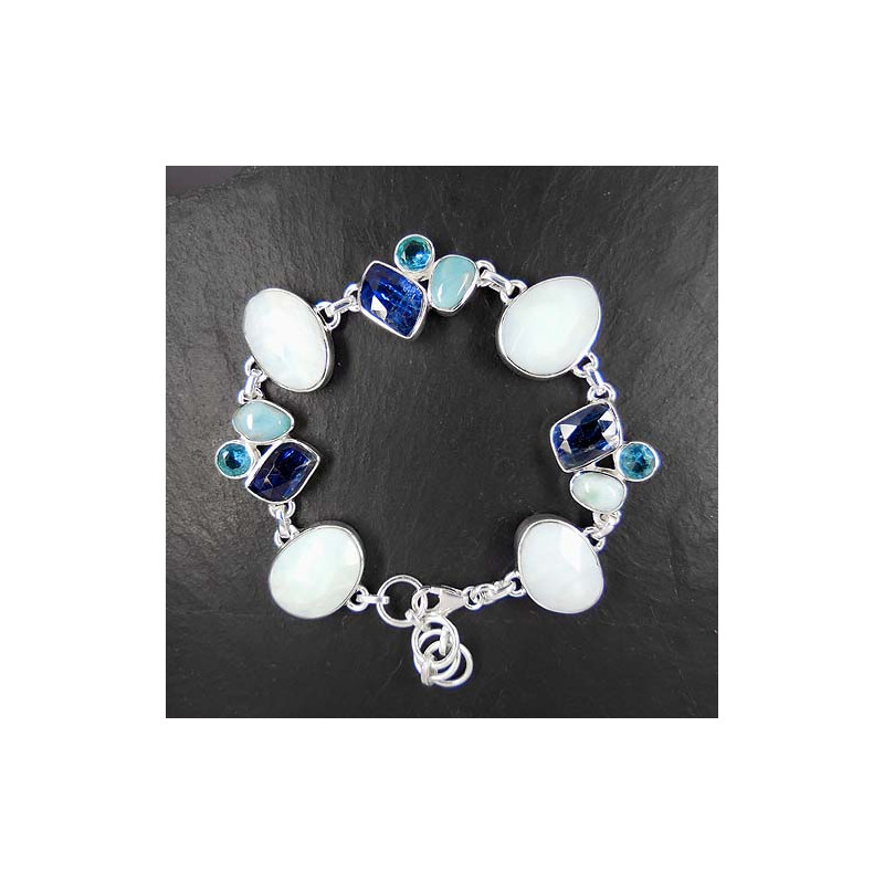 Larimar Armband mit Blautopas und Kyanit