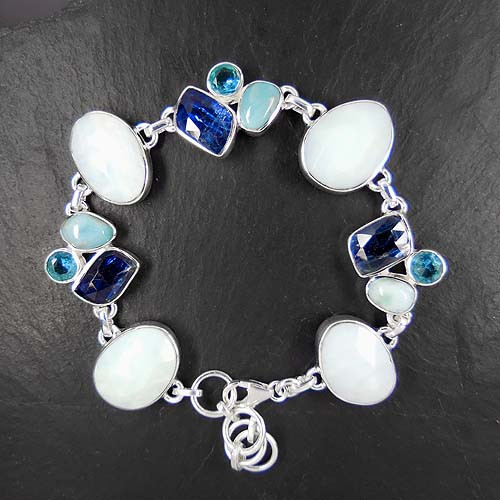 Larimar Armband mit Blautopas und Kyanit