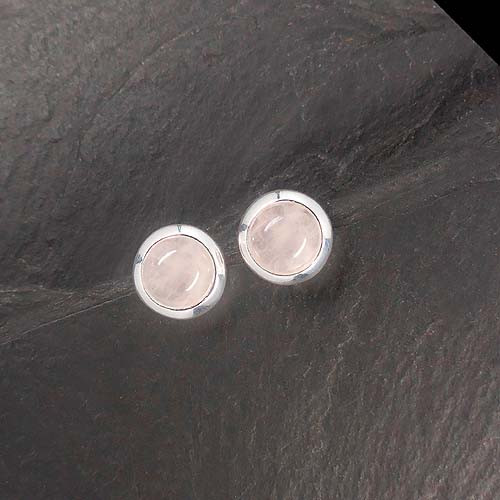 Rosenquarz Ohrstecker Rund