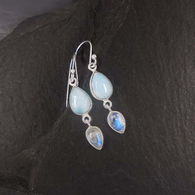 Larimar Ohrringe mit Mondstein