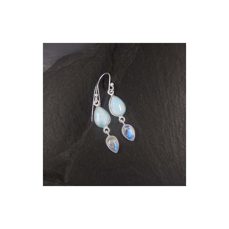 Larimar Ohrringe mit Mondstein