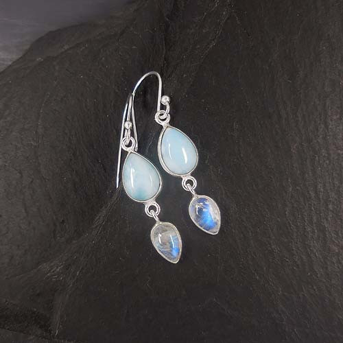 Larimar Ohrringe mit Mondstein
