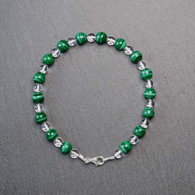 Malachit Armband mit Bergkristall