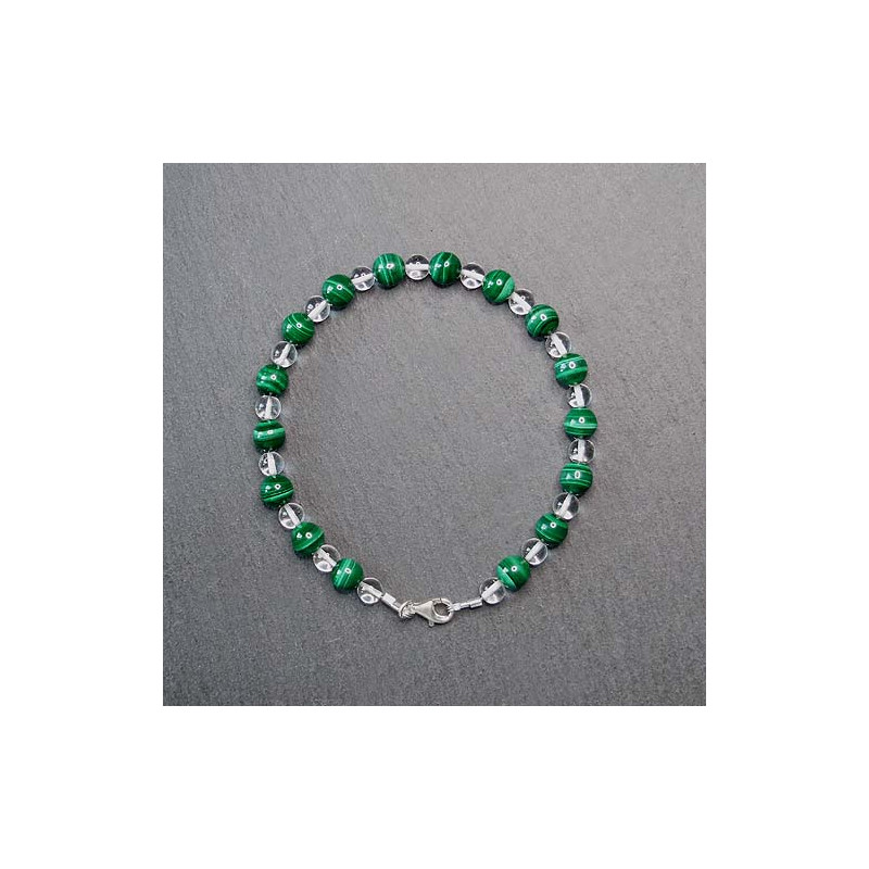 Malachit Armband mit Bergkristall
