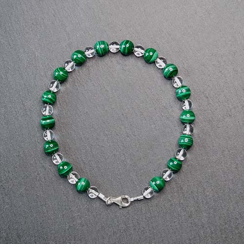 Malachit Armband mit Bergkristall