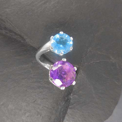 Amethyst Ring mit Blautopas