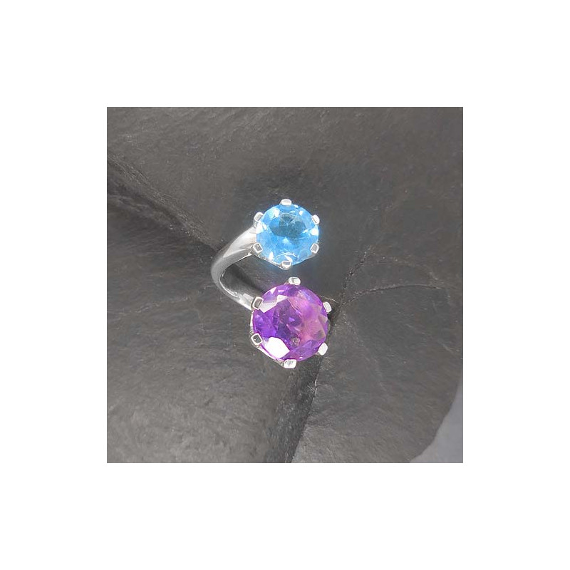 Amethyst Ring mit Blautopas