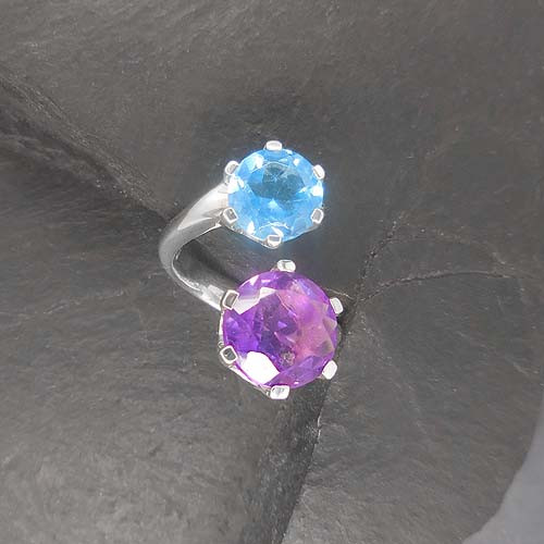 Amethyst Ring mit Blautopas