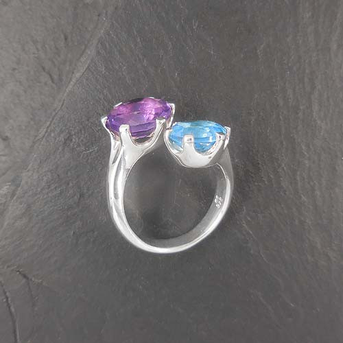 Amethyst Ring mit Blautopas
