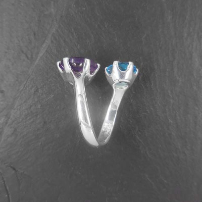 Amethyst Ring mit Blautopas