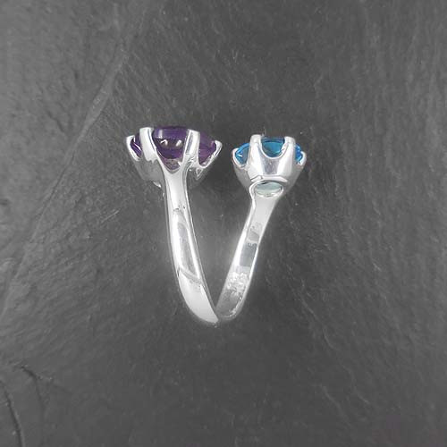 Amethyst Ring mit Blautopas