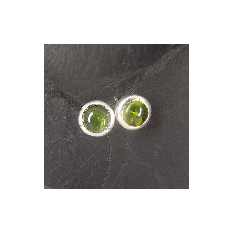 Peridot Ohrstecker Rund Cabs