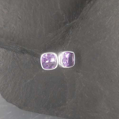 Amethyst - Ohrstecker Quadrat
