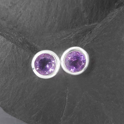 Amethyst - Ohrstecker Rund