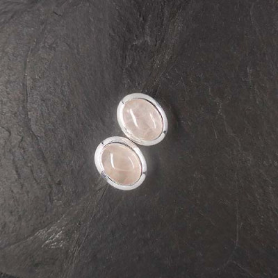 Rosenquarz Ohrstecker Cabs Oval