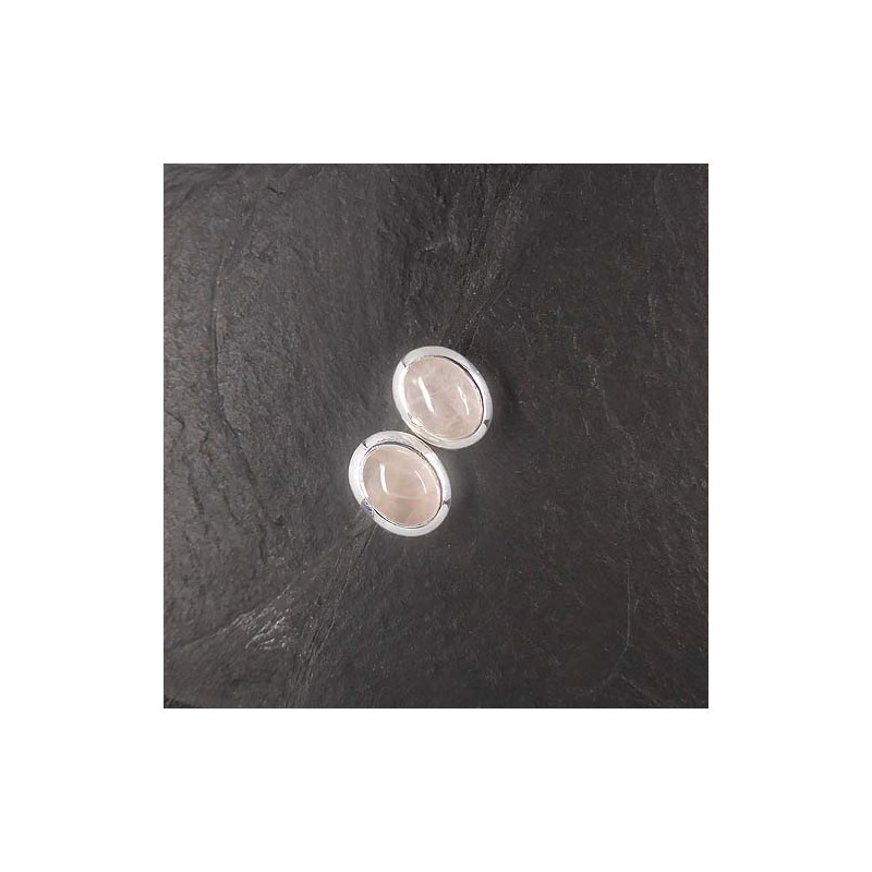 Rosenquarz Ohrstecker Cabs Oval