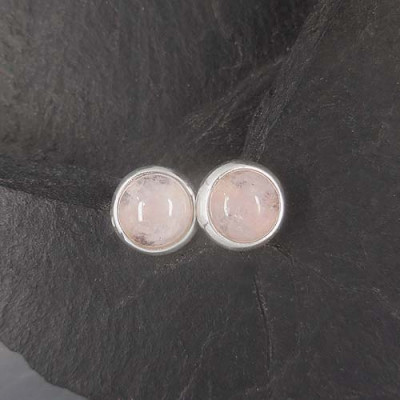 Rosenquarz - Ohrstecker Rund