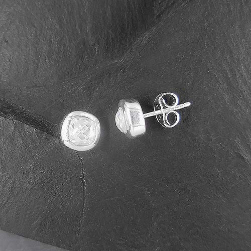 Bergkristall Ohrstecker Quadrat