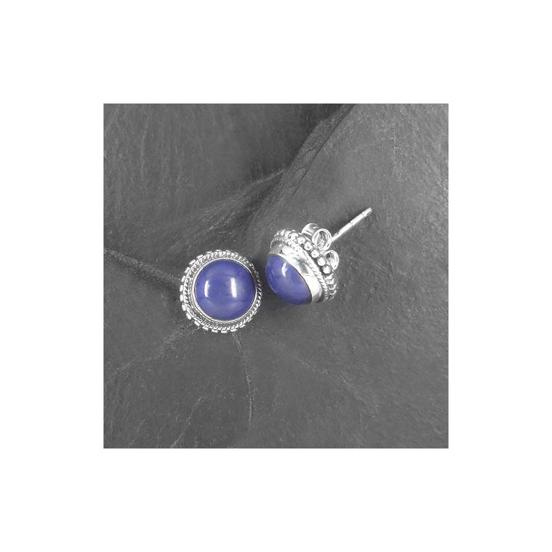 Lapis Lazuli Ohrstecker Rund