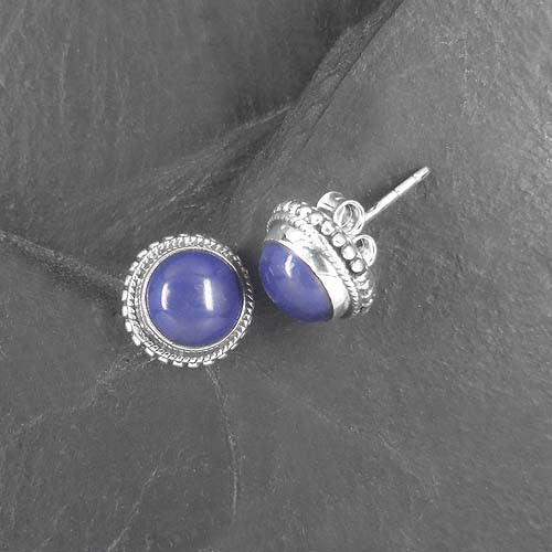 Lapis Lazuli Ohrstecker Rund