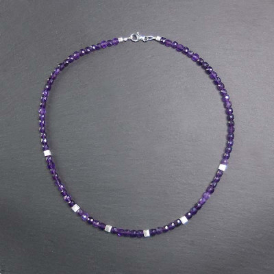 Amethystkette Würfel mit Silber