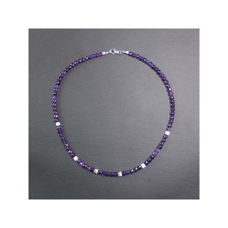Amethystkette Würfel mit Silber