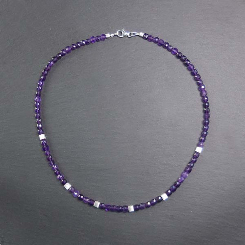 Amethystkette Würfel mit Silber