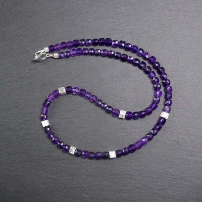 Amethystkette Würfel mit Silber