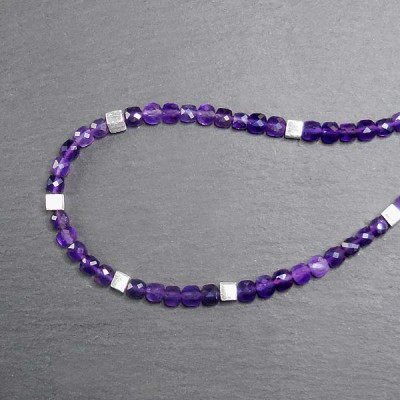 Amethystkette Würfel mit Silber