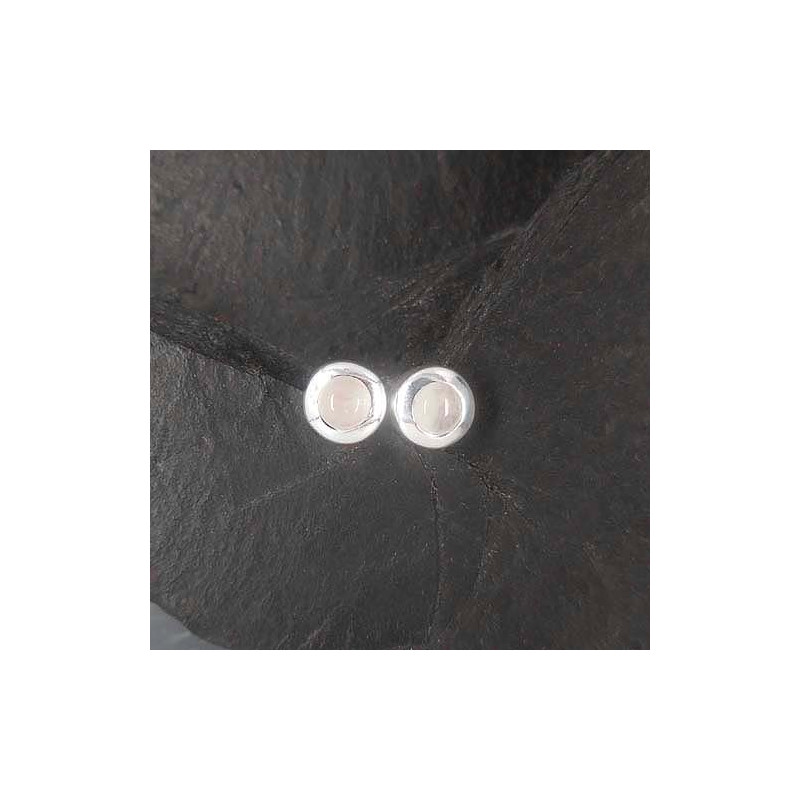 Rosenquarz-Ohrstecker Rund